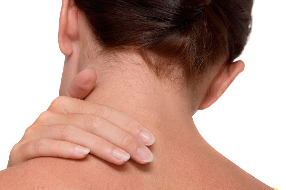 Pain in the neck due to osteochondrosis