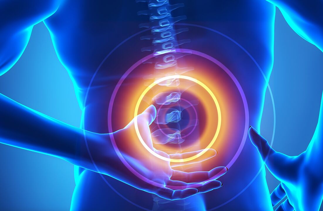 Pain in the lumbar region with osteochondrosis